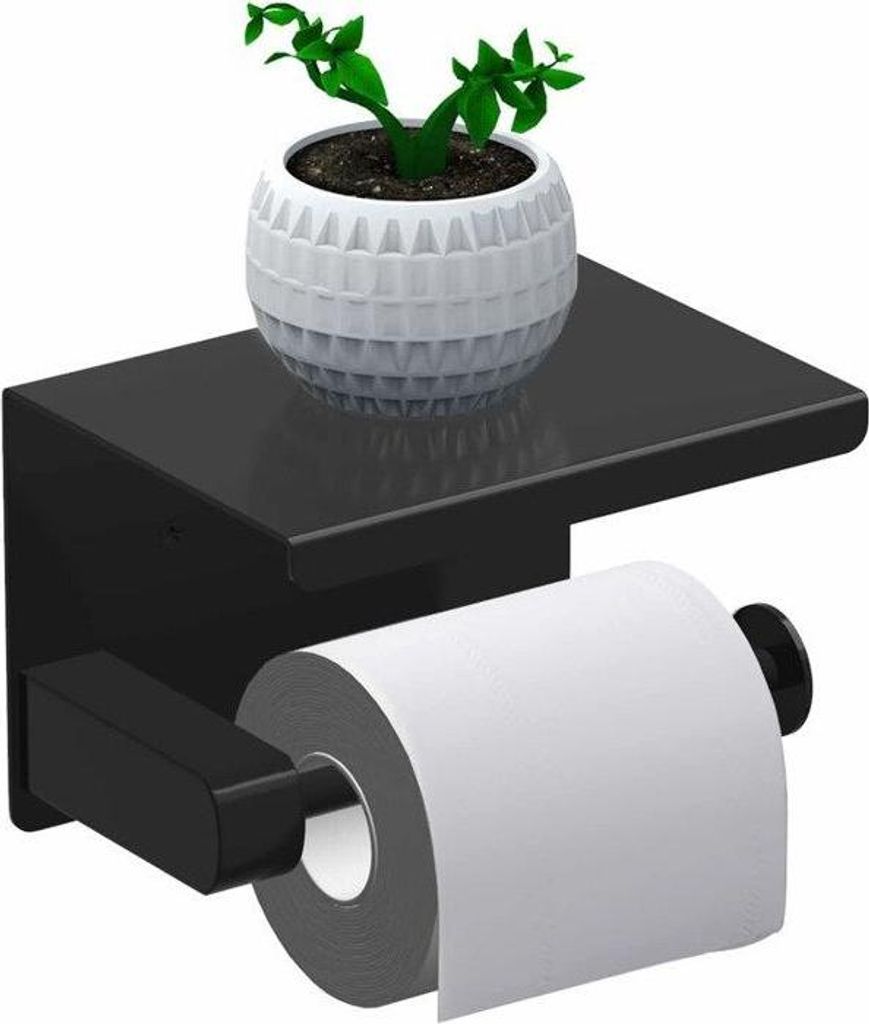 Toilettenpapierhalter, Rollenpapierhalter ohne Bohren, Toilettenpapierspender mit Ablage, Edelstahl