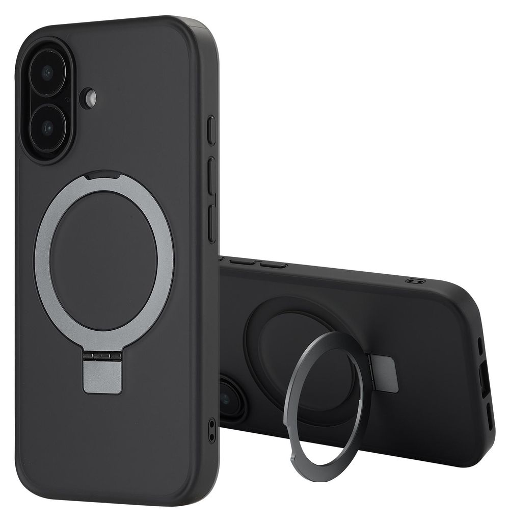 Accezz Ring Stand Backcover mit MagSafe iPhone 16 - Schwarz