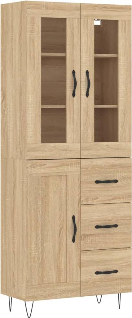 Highboard Sonoma-Eiche 69,5x34x180 cm Holzwerkstoff