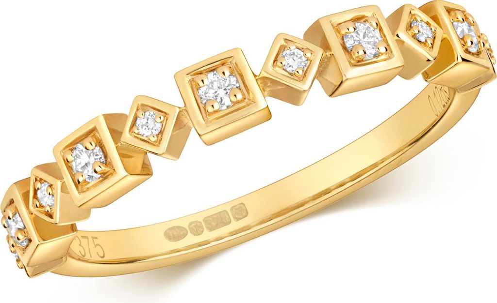 Funkelndes Feuer 9 Karat (375) Gold Damen - Diamant Ring Brillant-Schliff 0.12 Karat GH - SI3-I1, 50 (15.9); TRS34796RSK