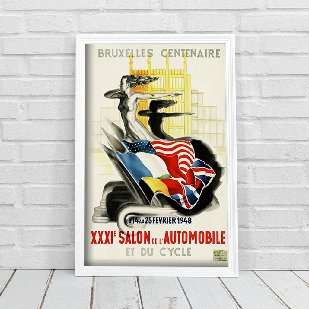 Poster - Canvas - Leinwand - 21 cm x 29,7 cm - Fotoposter - Leinwandkunst - Car Show Brussel