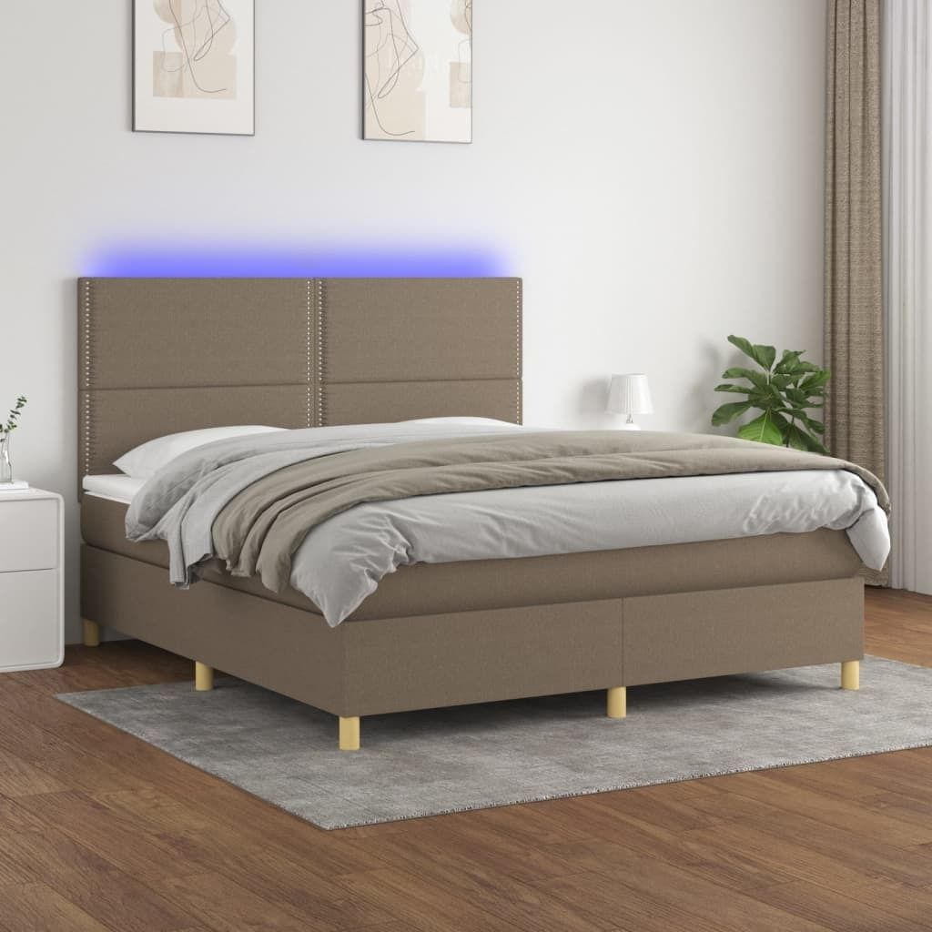 Maison Exclusive - Boxspringbett mit Matratze & LED Taupe 180x200 cm Stoff