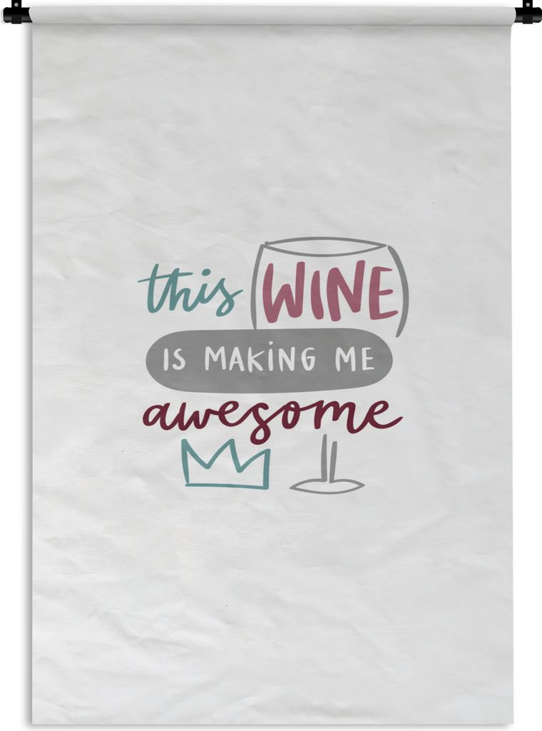MuchoWow Wandteppich Wandbehang Zitat "Dieser Wein macht mich geil" vor weißem Hintergrund 90x135 cm Tapisserie Dekoration Wandtuch - Baumwolle ...