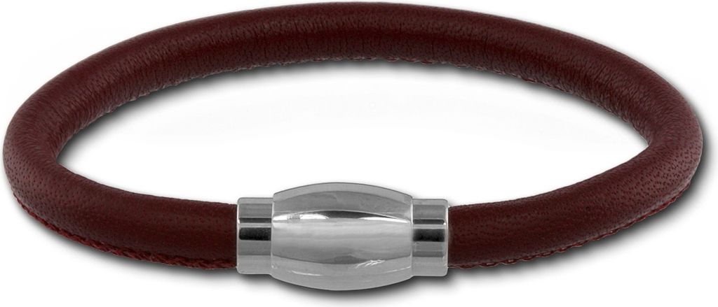 SilberDream Armband Leder Edelstahl Armschmuck dunkelrot Uni 20cm LAB0920