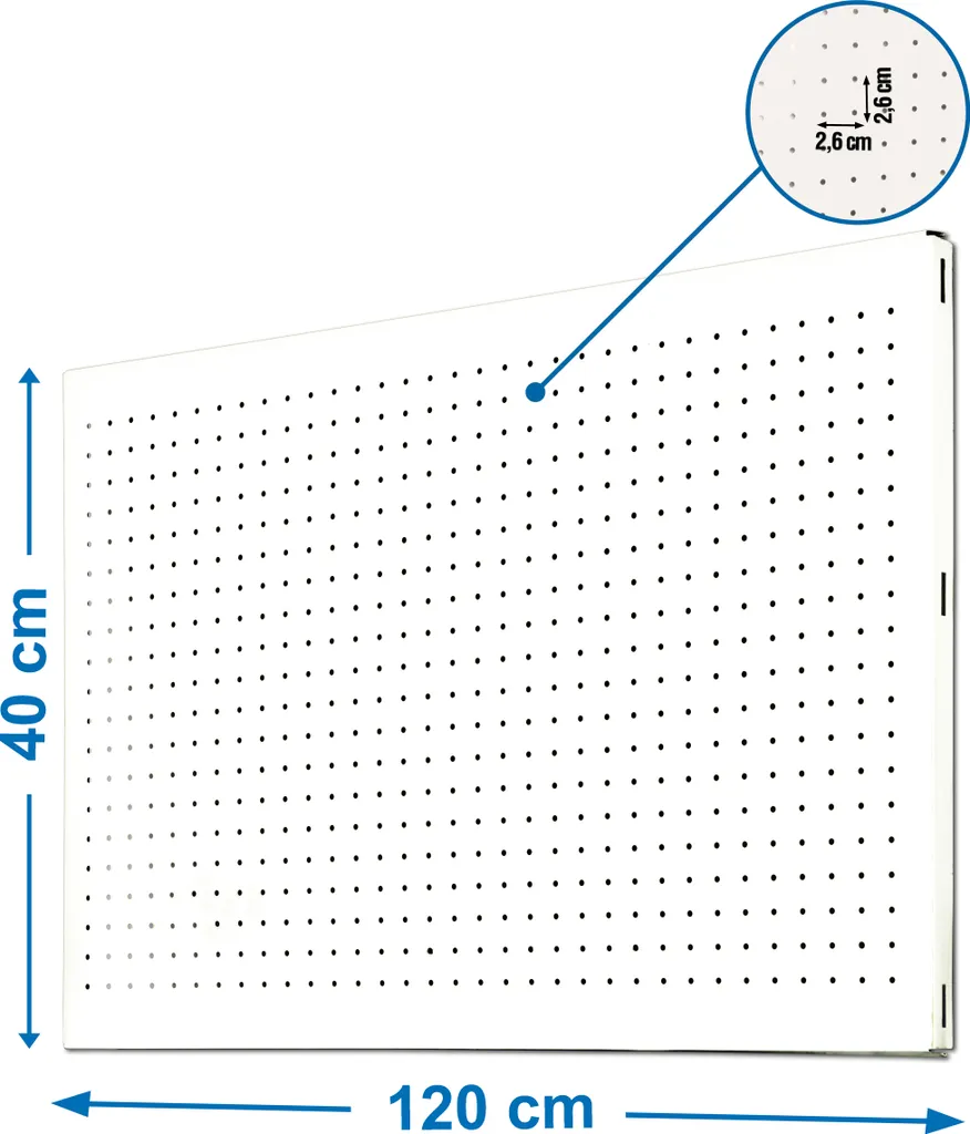 Painel Perfuré 1200x400mm Blanc - Panneau Mural de Rangement Outils