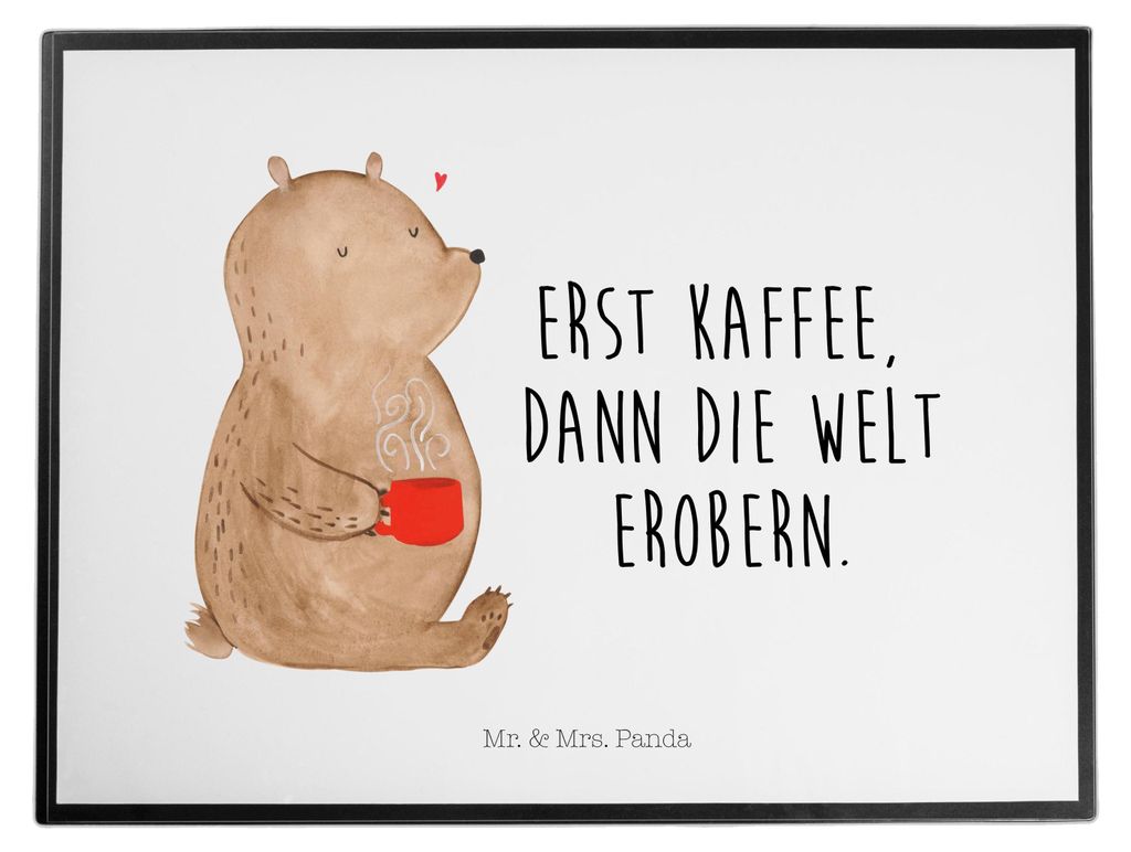 Mr. & Mrs. Panda Schreibtischauflage Bär Kaffee - Weiß - Geschenk, Welt Retten, schreibtischunterlagen, schreibtischauflagen, Coffee, Motivation,...