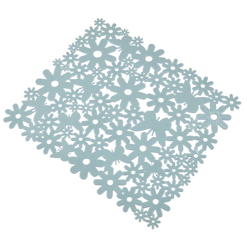 Spülbecken-Einlage Blau Blumen Kunststoff Spülbecken Matte Spülmatte rutschfest Spültischeinlage Spülbeckenschutz Schutzmatte Küche Frostblau...