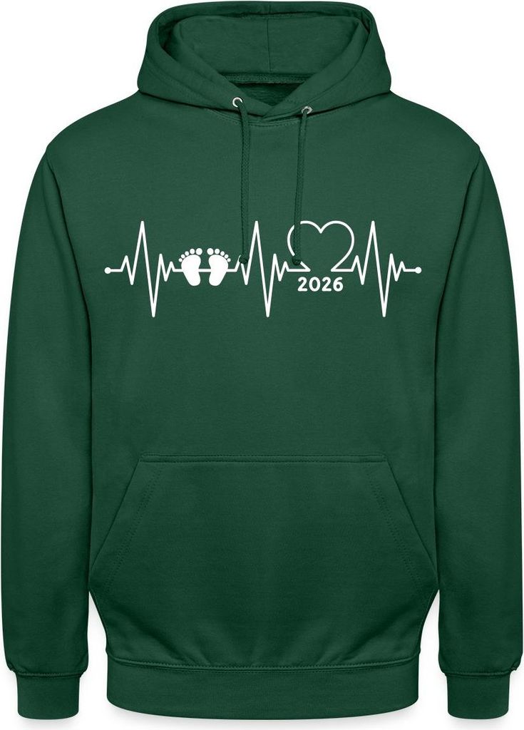 Spreadshirt Baby 2026 EKG Herzschlag Uni Hoodie, 4XL, Flaschengrün