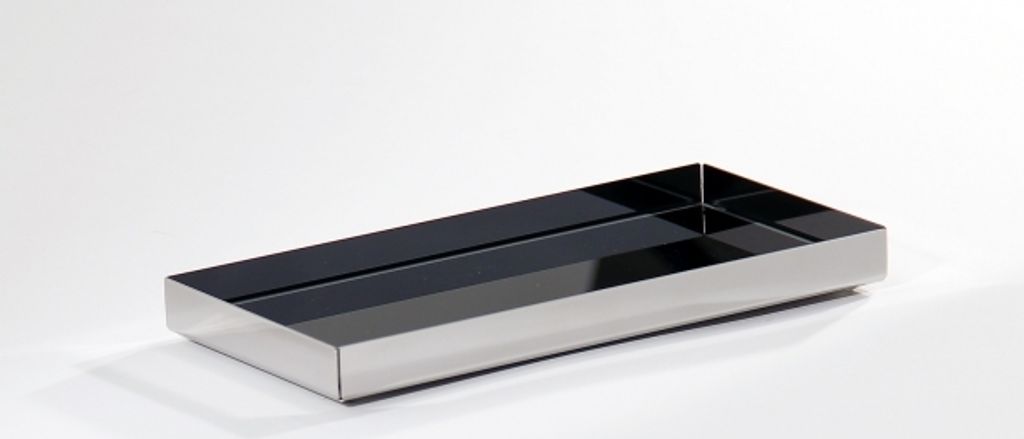 Kammschale, Schale - Edelstahl poliert + Glas schwarz