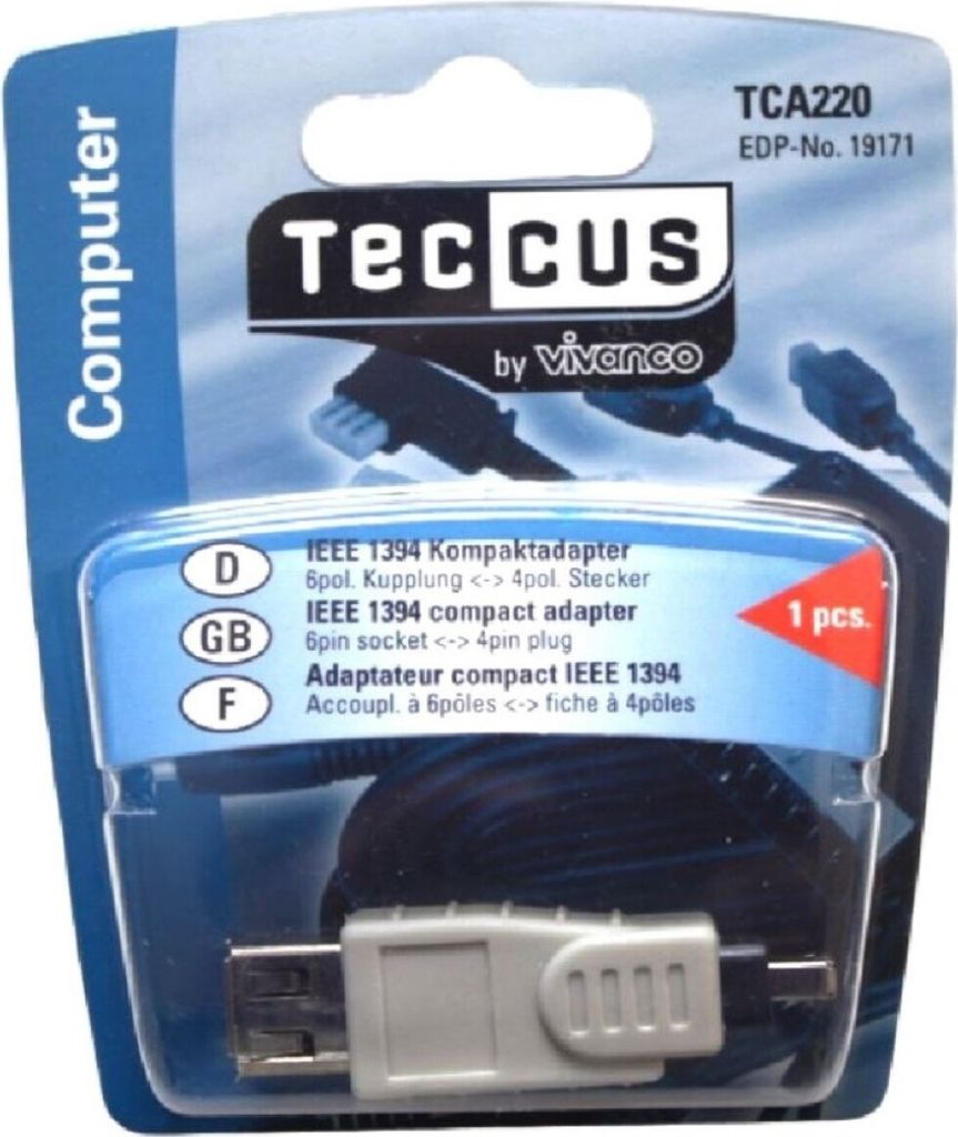 Firewire-Adapter 6pol. Kupplung - 4pol. Stecker