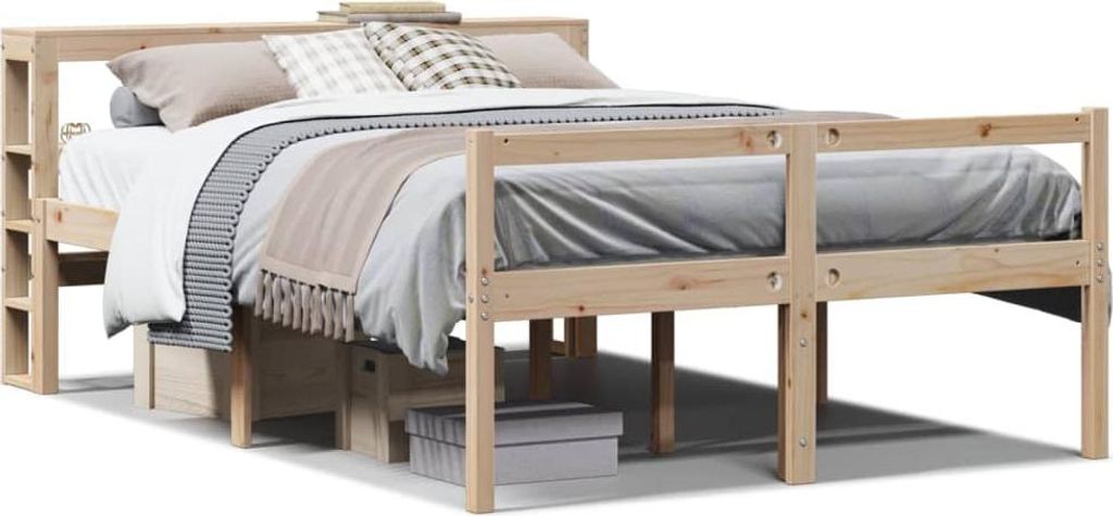 vidaXL Seniorenbett mit Kopfteil 120x190 cm Massivholz Kiefer