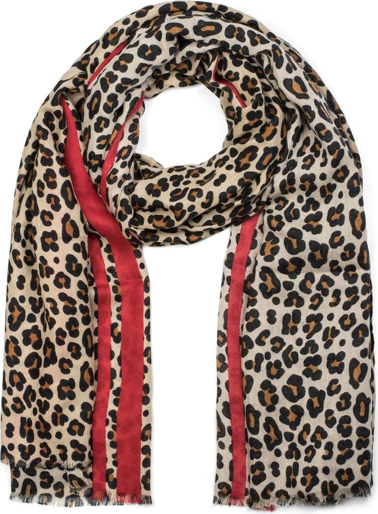 styleBREAKER Damen Schal mit Leo Muster und farbigem Produktbild 