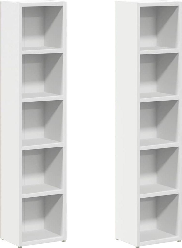 vidaXL Étagères à CD 2 pcs. Blanc 21x16x93,5 cm Bois Image du produit 
