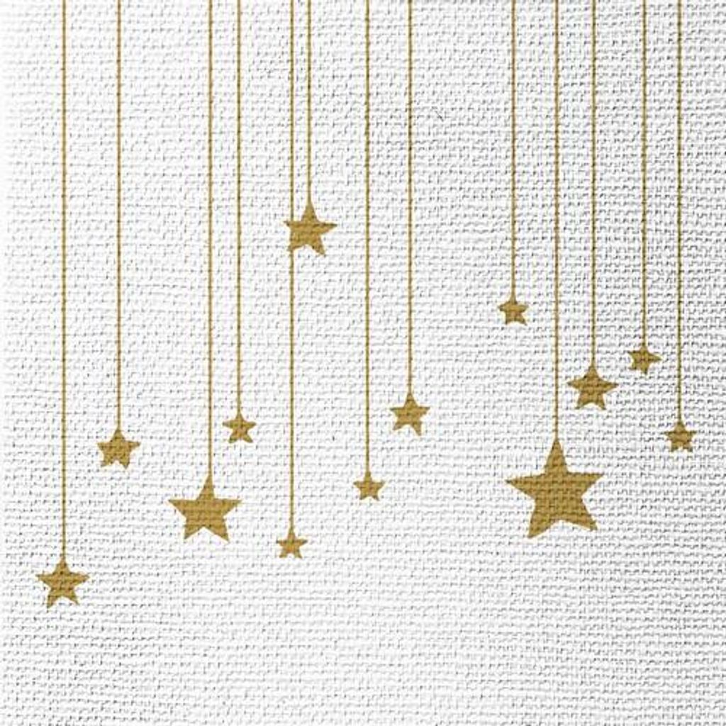15 Servietten Stars on Canvas white - Sternenkette auf weiß 33x33cm
