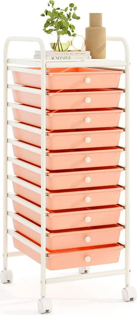 Desserte de rangement mobile à 10 compartiments pour salle de bain