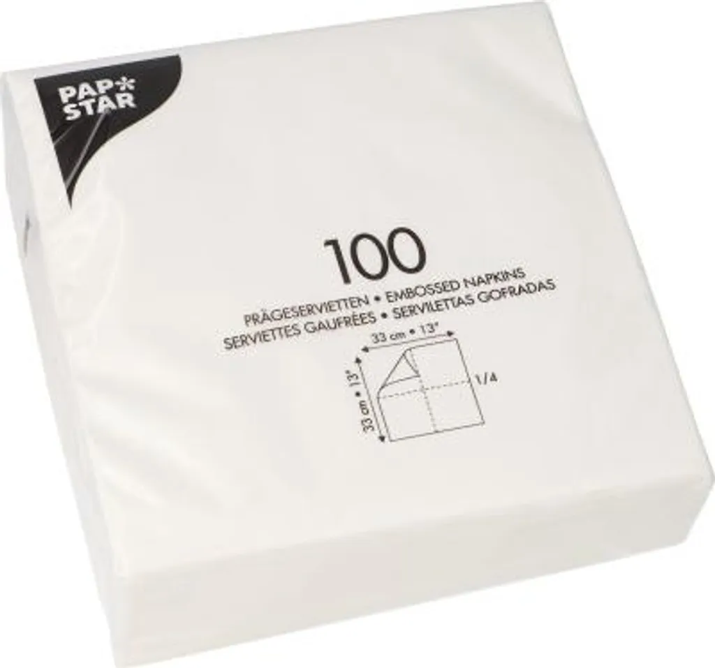 Serviettes Papier pour Restauration Rapide et Snack - Blanches 33cm - 4