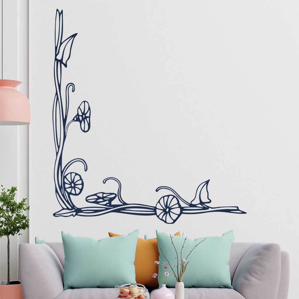 Blumen - Ranken Wandtattoo in 6 Größen - Wandaufkleber Wall Sticker - Dekoration, Küche, Wohnzimmer, Schlafzimmer, Badezimmer