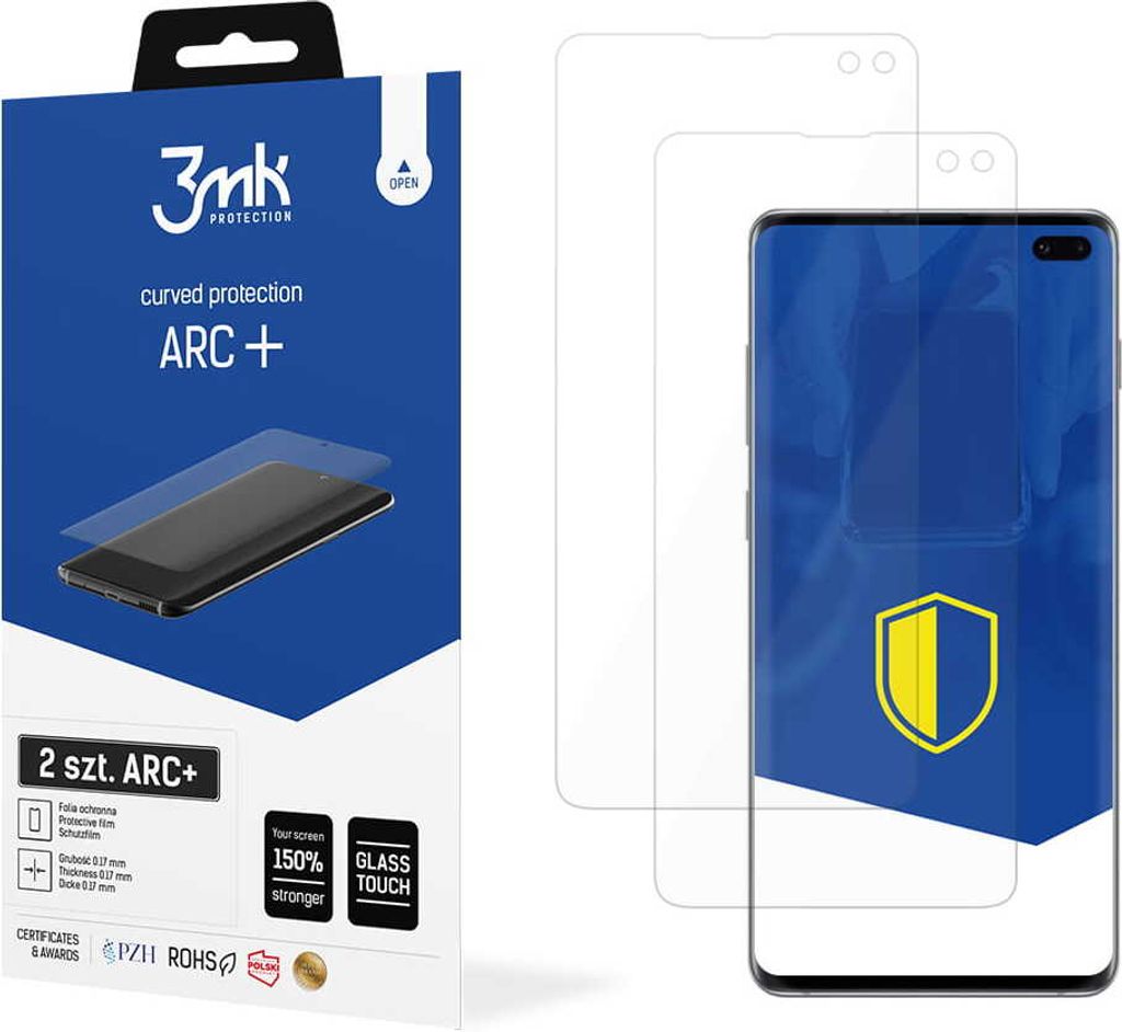 3mk Display Schutzfolie ARC+ für Samsung Galaxy S10 Plus 0,17mm Self-Heal (2 Stück)