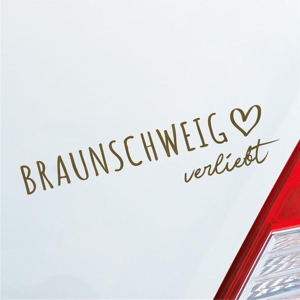 Auto Aufkleber Braunschweig verliebt Herz Stadt Heimat Liebe Car 19x5 cm Gold Sticker Heckscheibenaufkleber