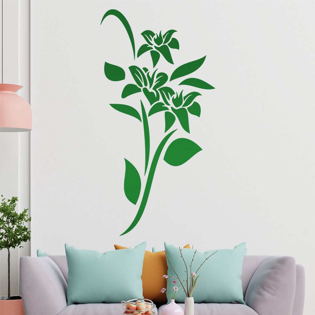 Blumen - Linien Wandtattoo in 6 Größen - Wandaufkleber Wall Sticker - Dekoration, Küche, Wohnzimmer, Schlafzimmer, Badezimmer