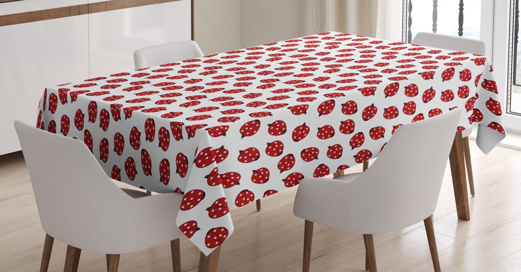 ABAKUHAUS Marienkäfer Tischdecke, Gepunktete Tiermarienkäfer, Personalisierter Druck mit Klaren Farben Waschbar Wasserfest kein Verblassen, 140 x...