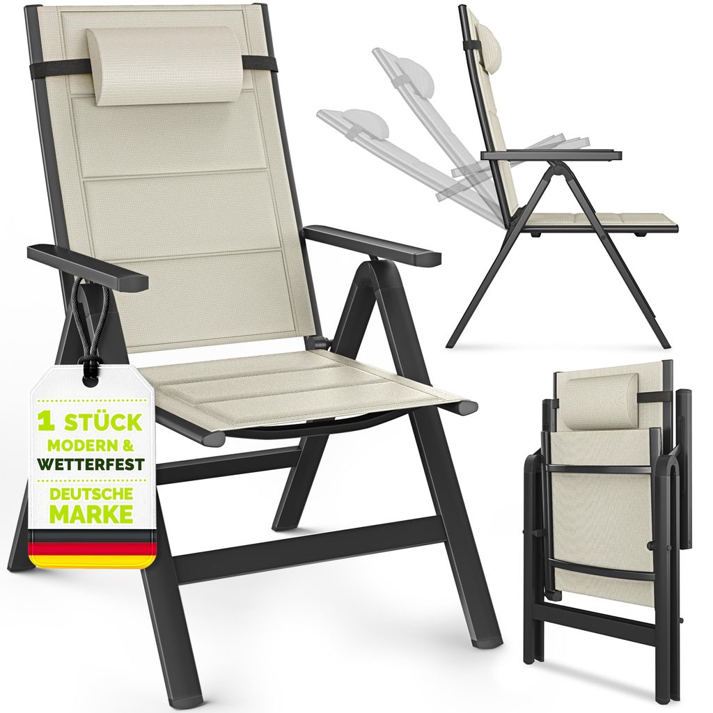 tillvex Gartenstuhl mit Polster Premium 1 Stück Beige Produktbild 