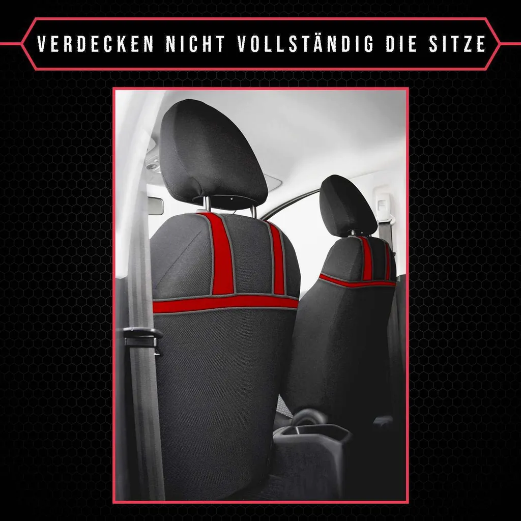 Coprisedili Auto Rossi Resistenti per Peugeot 607 | Set 1+1 Universale - 3
