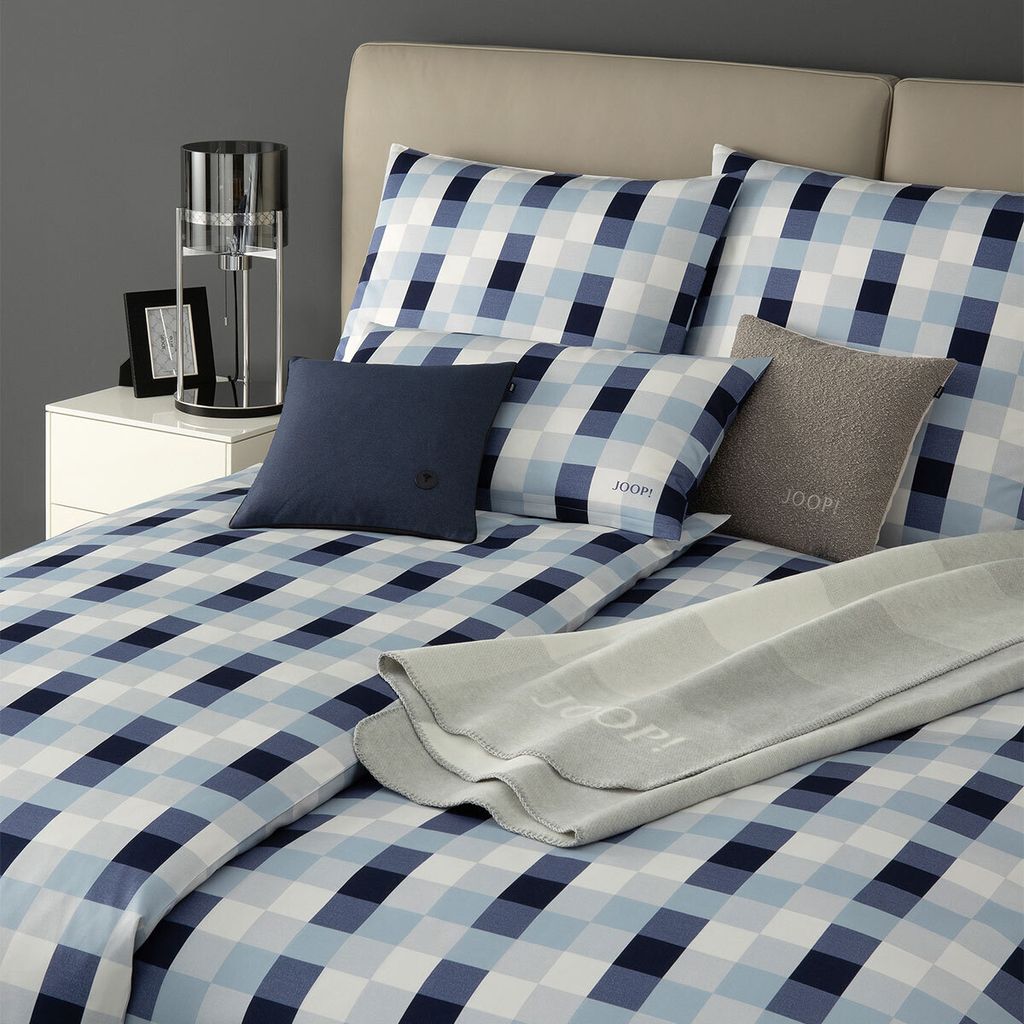 JOOP! Mako-Satin-Bettwäsche-Garnitur Mesh Farbe Sky Größe 135x200+40x80cm AL