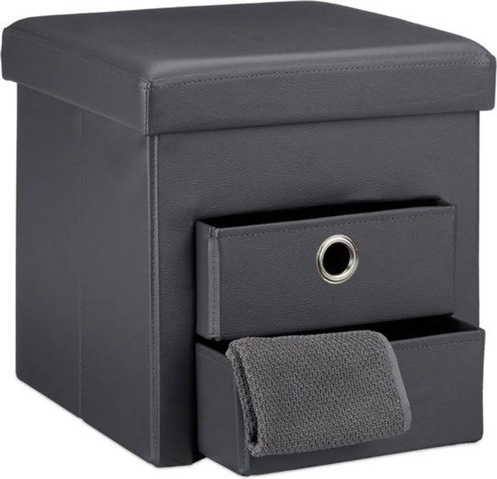 Banc de rangement pliable 38 cm - Tabouret coffre gain de place velours