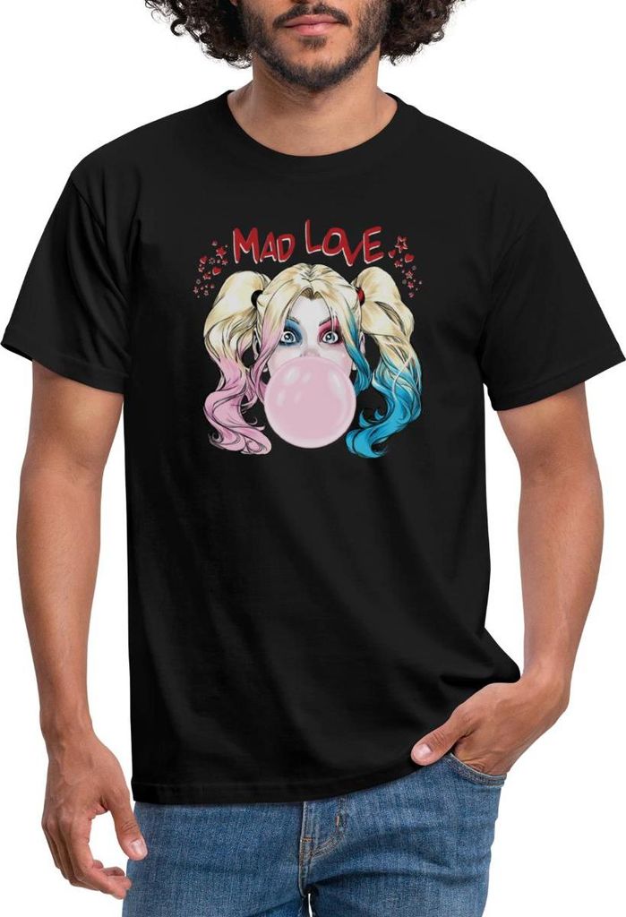 Spreadshirt Harley Quinn Mad Love Bubblegum Männer T-Shirt, 3XL, Schwarz