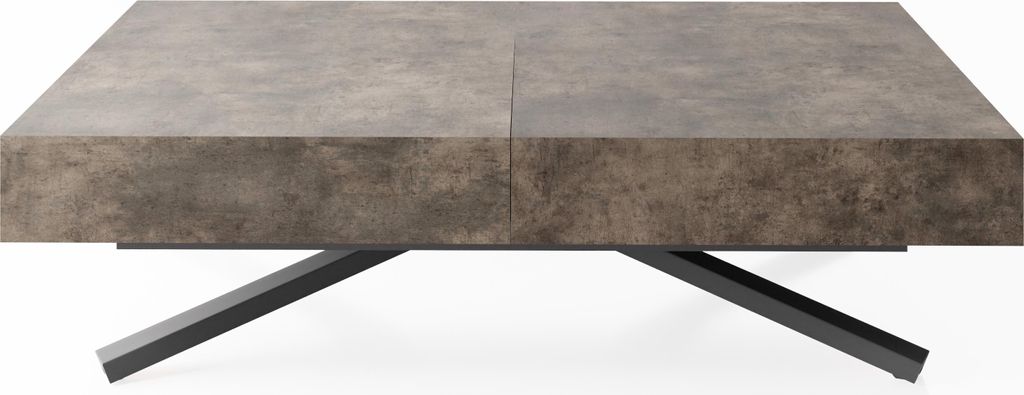 Couchtisch Höhenverstellbar und Ausziehbar Cavetta X - Wohnzimmertisch Esstisch Multifunktionstisch 120-200/80/27-76 cm Beton-Optik Dunkelgrau