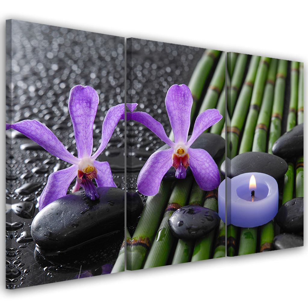 Triptychon auf leinwand religiös - lila 90x60 cm Feeby lila wandbild bereit zum aufhängen