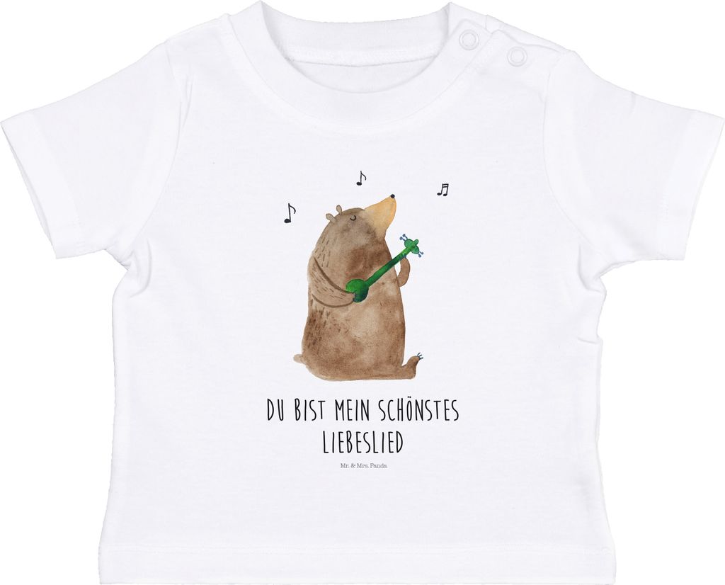 Mr. & Mrs. Panda Babyshirt Bär Lied 0. - 6. Monat - Weiß - Produktbild 
