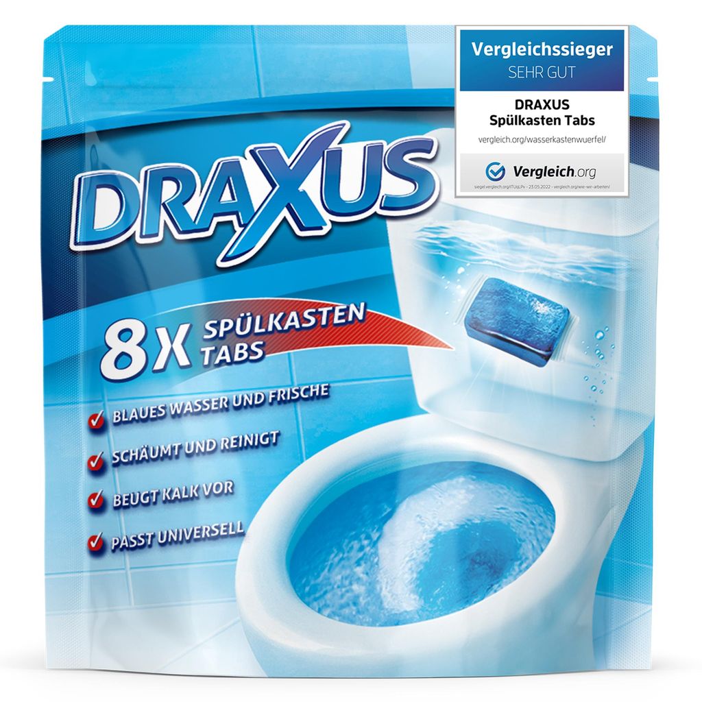 DRAXUS 8x Spülkasten Tabs I Wasserkastenwürfel für den Spülkasten I WC Tabs färben das Wasser blau I Sorgen für Frische und hygienische Saube...