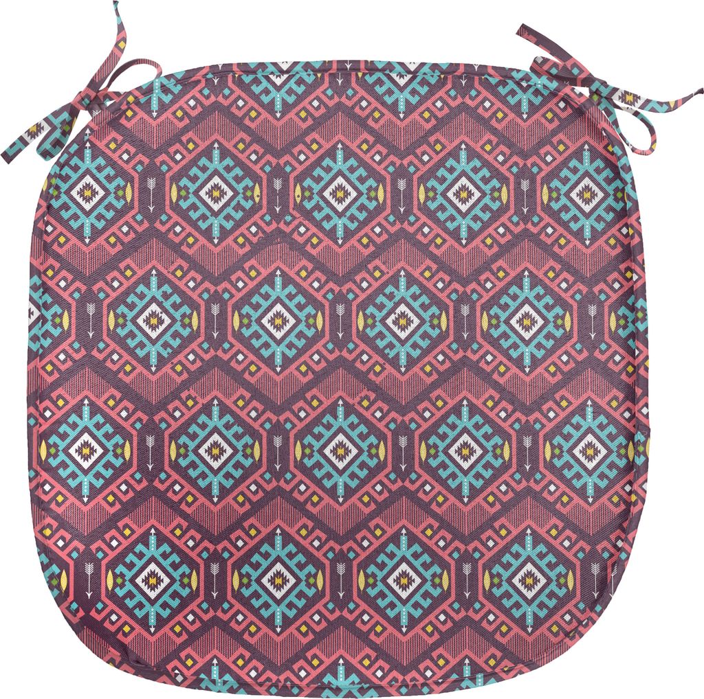 ABAKUHAUS Stammes Polster für Esszimmerstühle, Hipster Tribal, Dekoratives wasserfestes Kissen mit Riemen für Küchensitze, 40 cm x 40 cm, Dunkl...