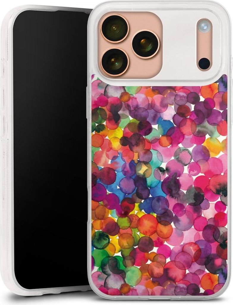 DeinDesign Slim Hülle für Apple iPhone 17 Pro Max Silikon Case Ultra Dünn Handyhülle Punkte Wasserfarbe bunt