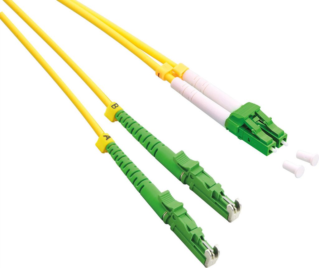 ROLINE LWL-Kabel duplex 9/125μm OS2, LSH/LC, APC Schliff, LSOH, gelb, 10 m