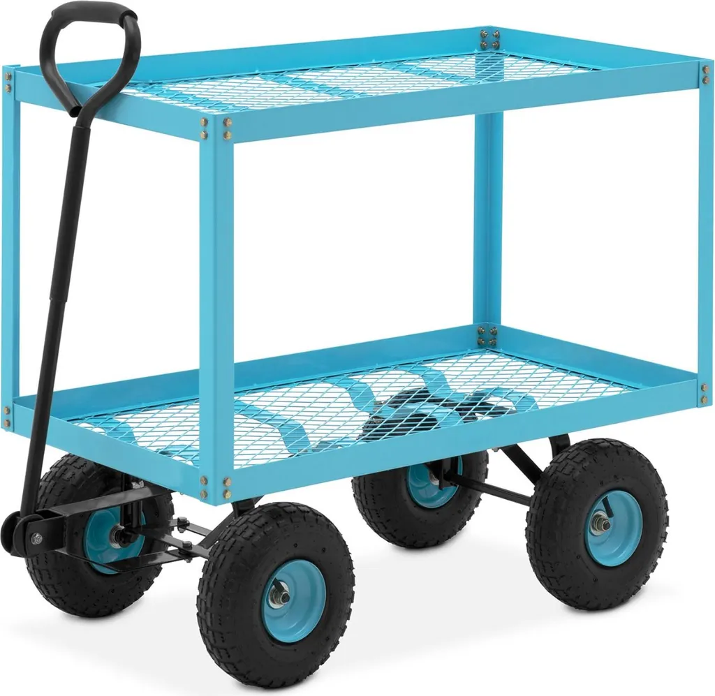 Chariot de jardin hillvert 150 kg avec 2 étagères grillagées vertes