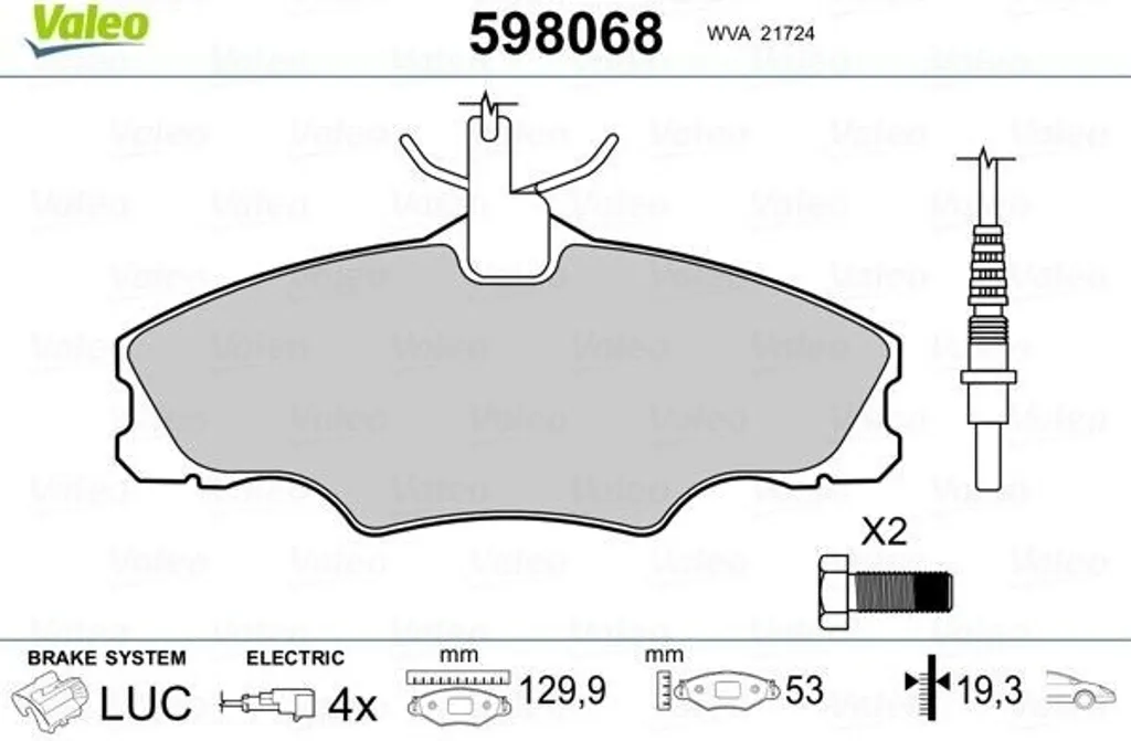 Valeo 598068 Plaquettes de frein avant d'origine OE 425131 pour 406
