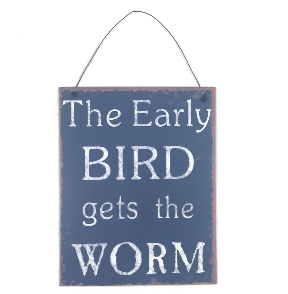 Wandschild - The Early Bird gets the worm - Schild im Vintage Look