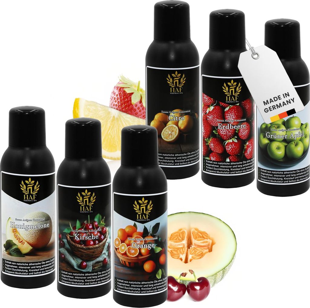 HAF Saunaaufguss Set „Fruchtige Oase“ - 6 x 250ml Sauna Produktbild 