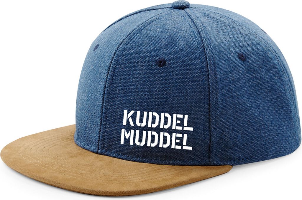 Huuraa Cappy Mütze Kuddelmuddel Schriftzug Denim Baumwolle und Polyester Snapback Kappe Geschenkidee