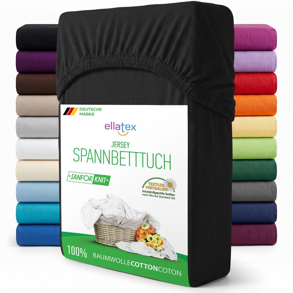 EllaTex Jersey Spannbettlaken 180x200–200x220 Baumwolle – Produktbild 