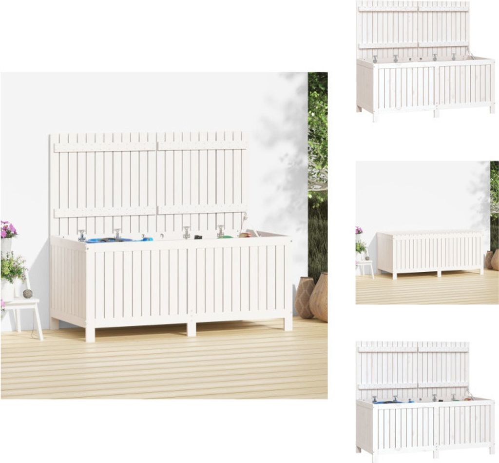 vidaXL Gartentruhe Weiß 147x68x64 cm Massivholz Kiefer - Gartenboxen