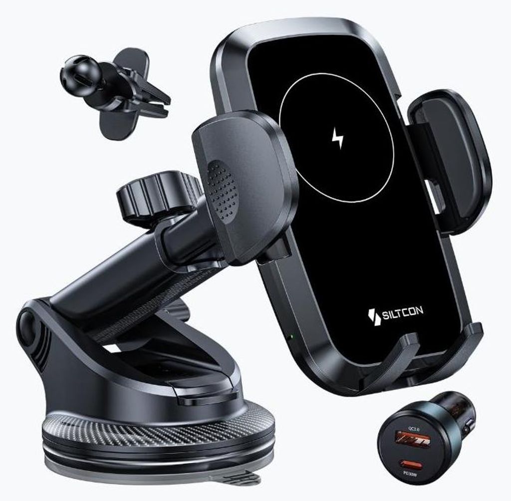 Siltcon® Handyhalterung Auto mit 15W Qi Ladegerät – Produktbild 