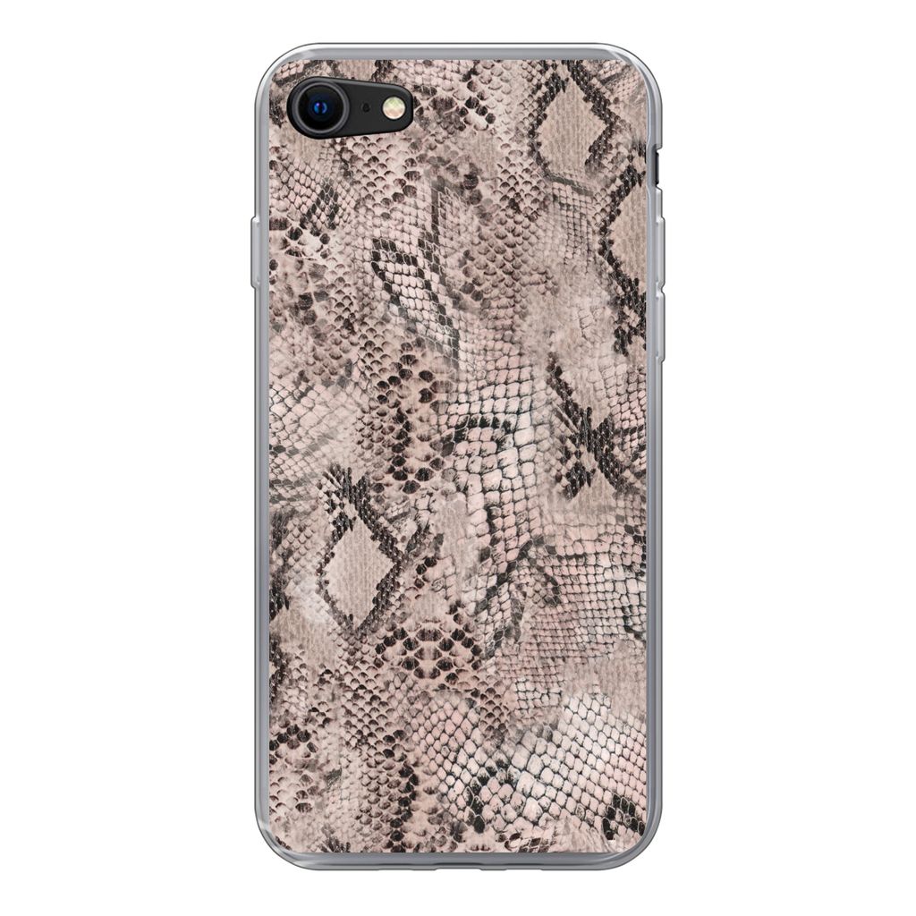 MuchoWow Handyhülle Schutzhülle Hülle für iPhone 7 Tiermuster - Grau - Schwarz Silikon Softcase Handy Hülle - Kartenhalter