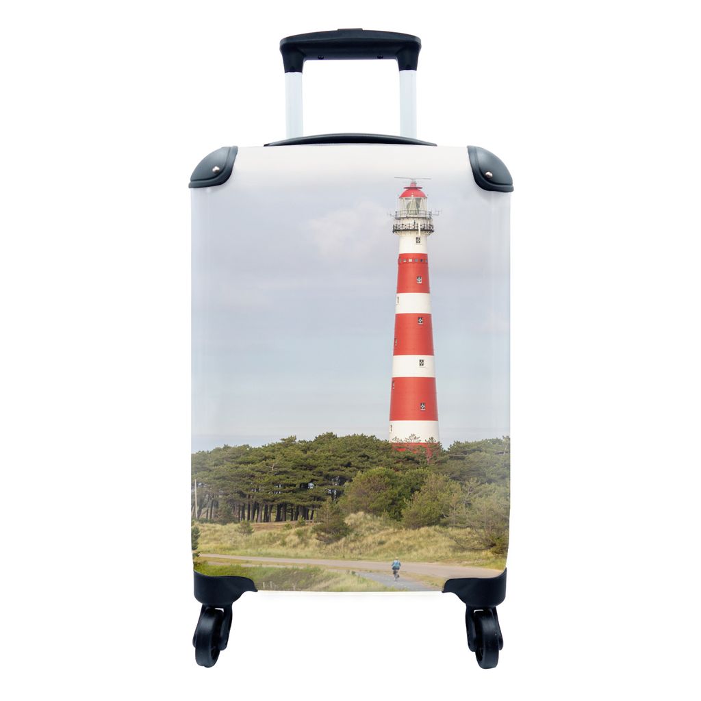 MuchoWow Koffer Handgepäck Trolley Rollkoffer Kleine Reisekoffer mit 4 Rollen - Insel - Leuchtturm - Niederlande - Cabin Size < 55x40x23 cm & 55...