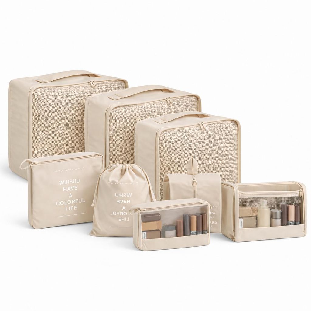 Kofferorganizer 8er Set mit Kosmetiktasche – Packtaschen & Produktbild 