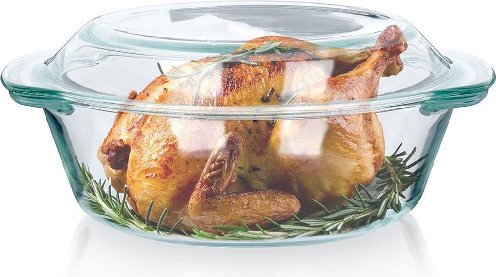 Ofenfeste Auflaufform aus Glas zum Backen, Bräter, 2,75 l