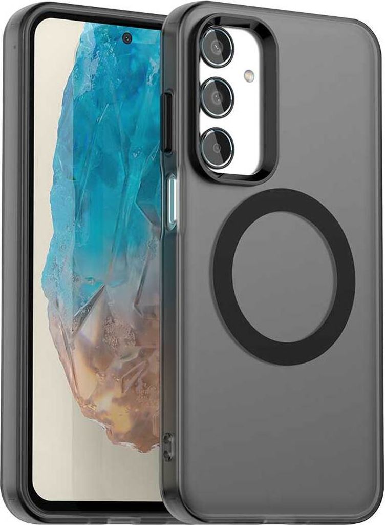 Magnetisch Hülle für Samsung Galaxy M35 5G, Schlank Durchscheinend Matt Stoßfest Handyhülle Schwarz